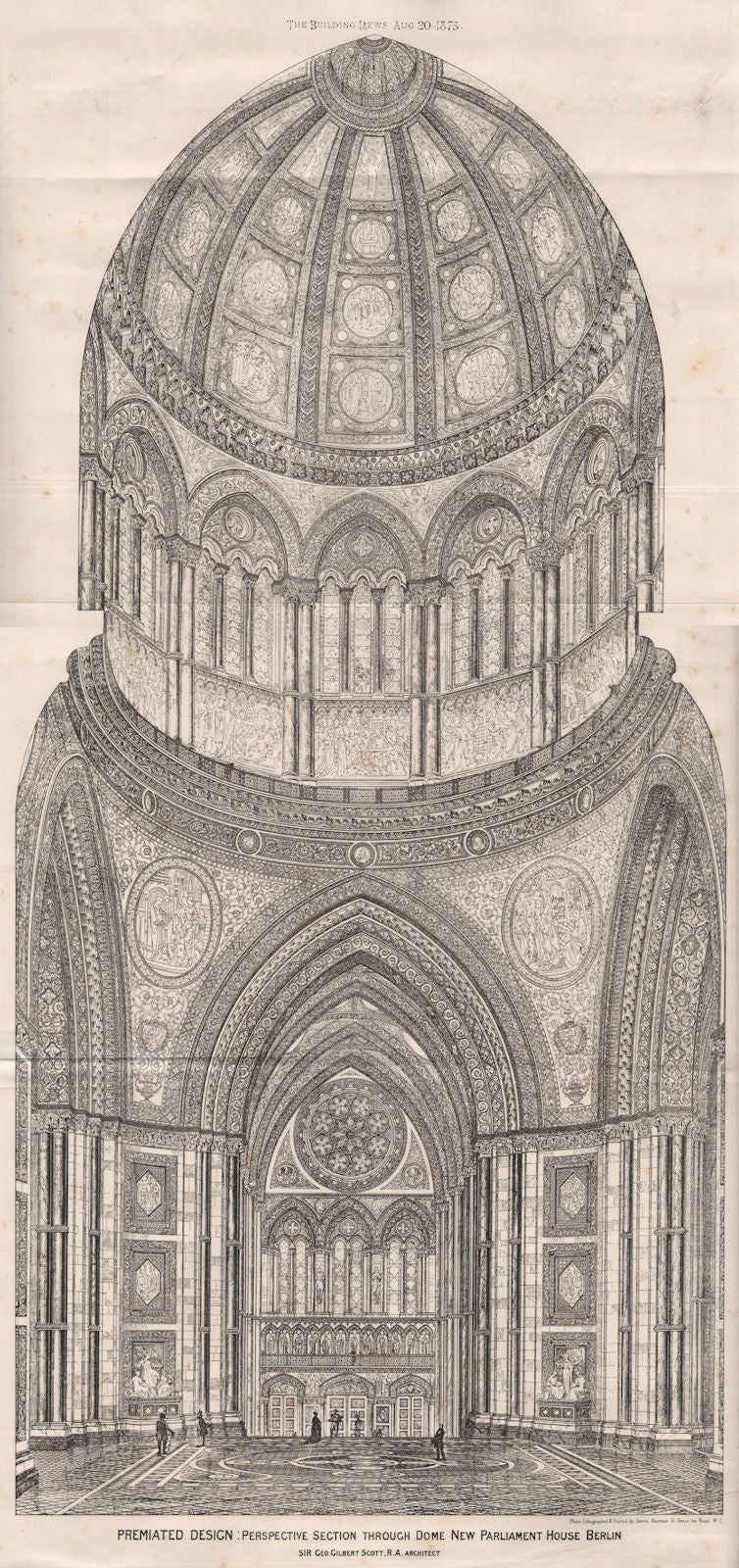Section through Dome, New Parliament House, Berlin;  George Gilbert Scott 1875